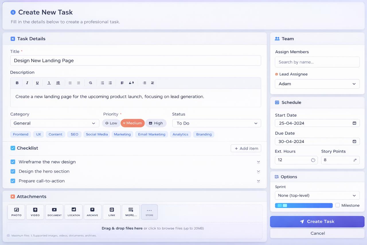 Create & Assign Tasks with Full Context